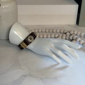 Rugged Vintage 1980s Rustic Western Leather Concho & Bar Adjustable Bracelet